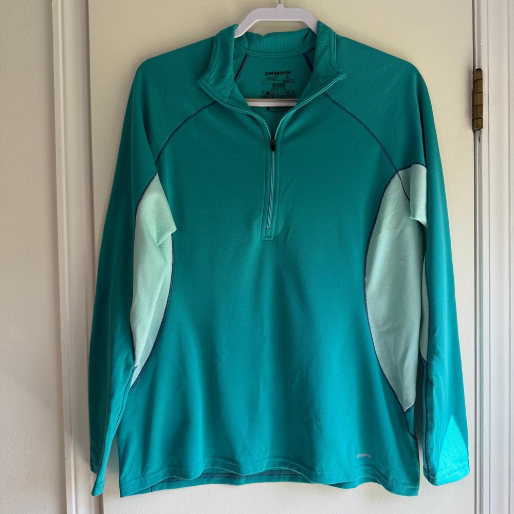 Patagonia Capilene 3 Midweight 1/4 Zip Pullover Teal Green Women Large 44451